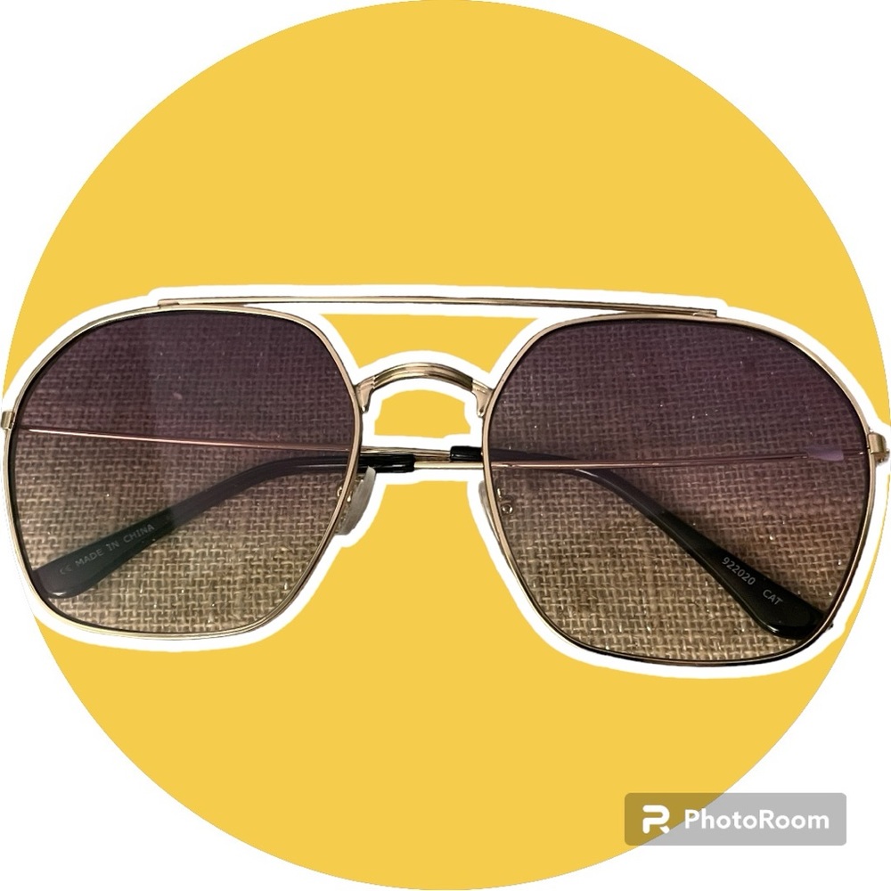 Cato Women’s Sunglasses. Aviator Style Gold Frames w/ Brown Gradient Tinted Lens